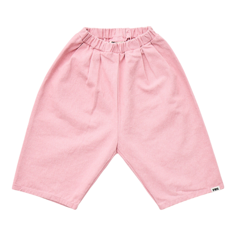 Pink pants with free brand logo on lower leg on a white background
